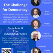 DCI and Political Science Department The Challenge for Democracy Event flyer.
