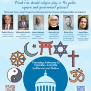Religion in public life forum flyer.