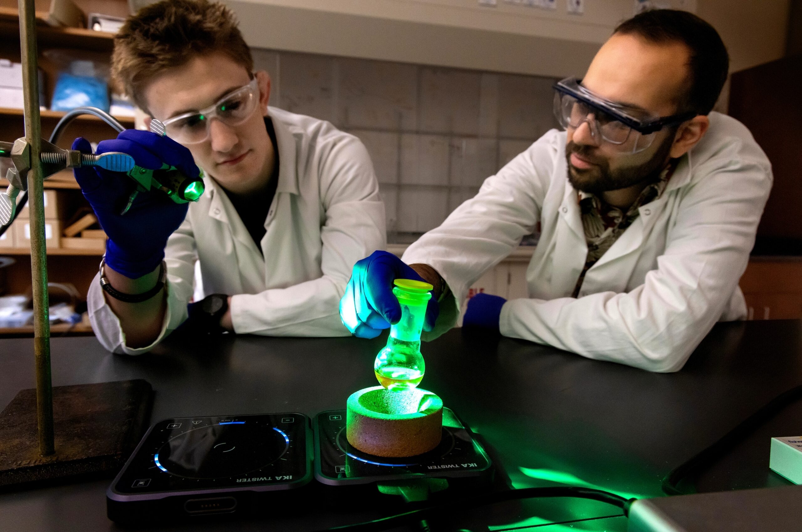 Professor and student working in a lab