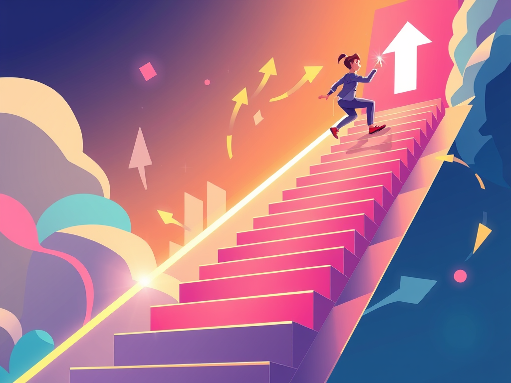 image of a person going up stairs