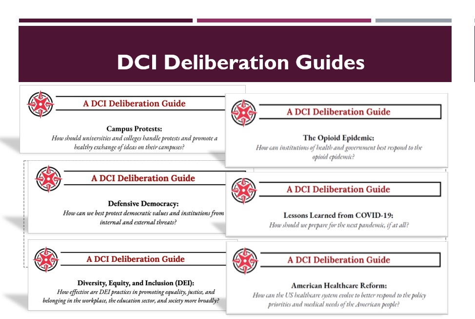 Image of several titles of DCI Deliberation GUides.