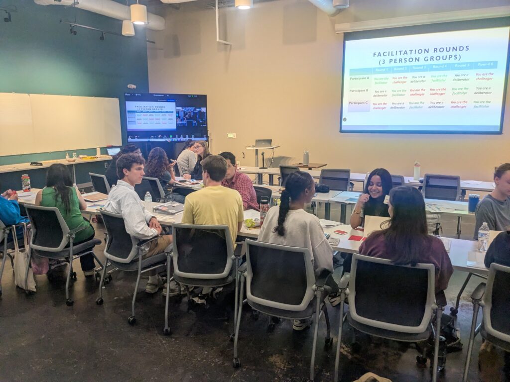 photo of small group conversations during the training.